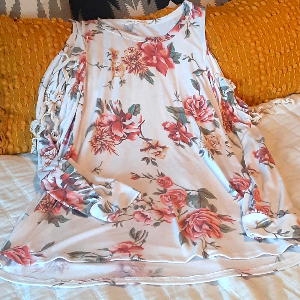 Twenty Second Floral Cold Shoulder Blouse